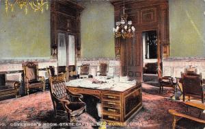 Des Moines Iowa c1910 Postcard Governor's Room State Capitol