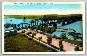 Government Bridge Over the Mississippi River Rock Island Illinois  Postcard