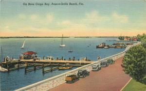 Autos Boca Ceiga Bay 1940s Postcard Pass a Grille Beach Florida Gulf Teich 3680