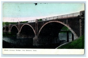 c1910's Sixth Avenue Bridge Des Moines Iowa IA Posted Antique Postcard