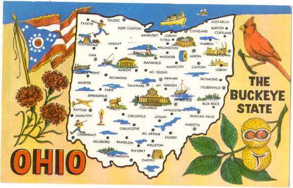 Ohio The Buckeye State Map Card