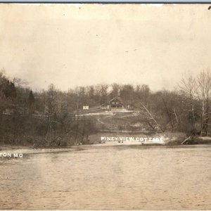 c1910s Arlington, MO RPPC Piney View Cottage Pond Real Photo Creek Dixon A186