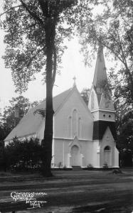 Whitehall Michigan~Bas Relief Symbols~Congregational Christian Church~RPPC 1945 