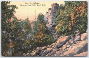 Vintage Devil's Lake Wisconsin State Park Castle Rock Postcard 1914