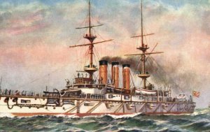 Japanese Fleet Navy Naval Shikishima Battleship Cruisers Tuck Oilette c.1910