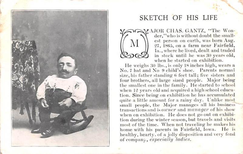 Sketch of his life, Smallest person on earth 18 inches high born 1865 Major C...