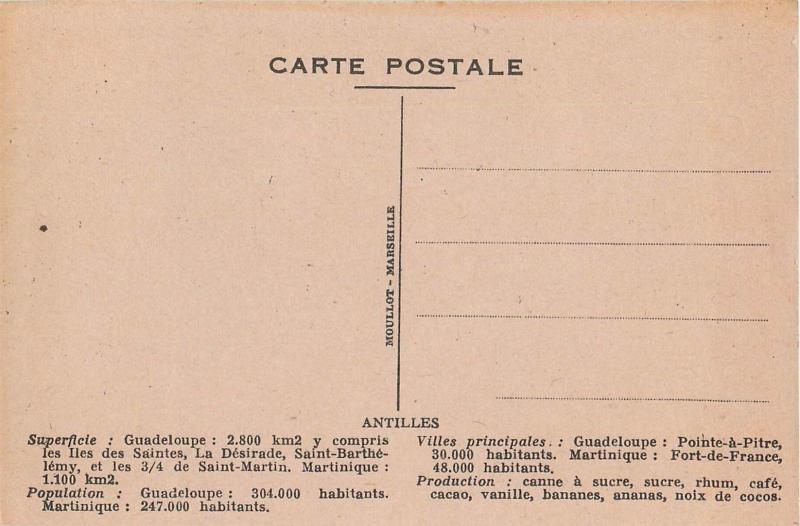 French colonies map postcard Antilles Schoelcher