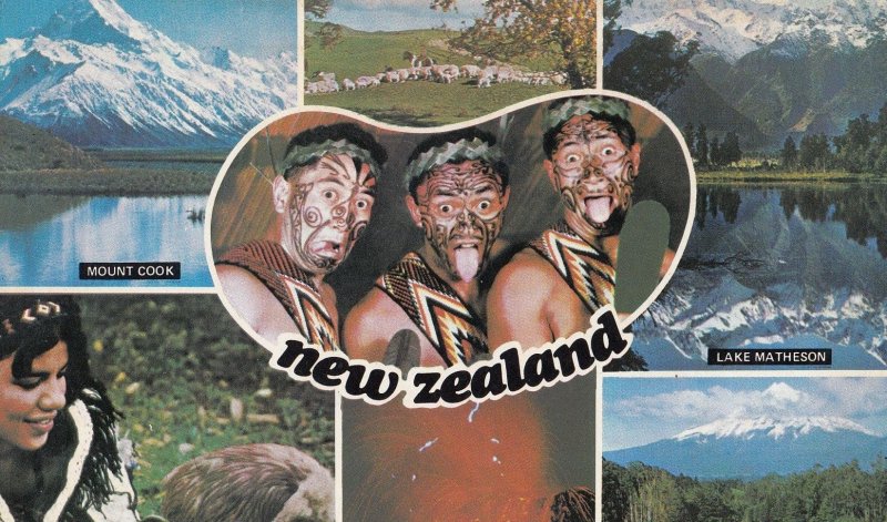 New Zealand Maori Tribe Warriors Volcano Erupting Postcard