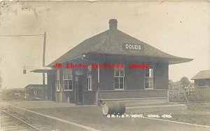 Depot, Iowa, Douds, RPPC, Chicago Rock Island Railroad Station