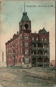 Watertown SD~Handcolored~Dirt Road~Second Empire Arcade Hotel~Widows Walk~1908 