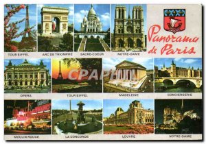 Modern Postcard Panorama of Paris Arc de Triomphe Eiffel Tower Sacre Coeur Opera