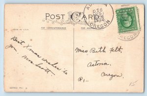 Astoria Oregon OR Postcard Christmas Greetings Angels Religious 1922 Vintage