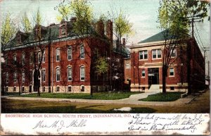 Postcard Shortridge High School, South Front in Indianapolis, Indiana