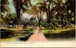 Vtg Clinton Massachusetts MA Central Park pre-1908 Unused Old View Postcard