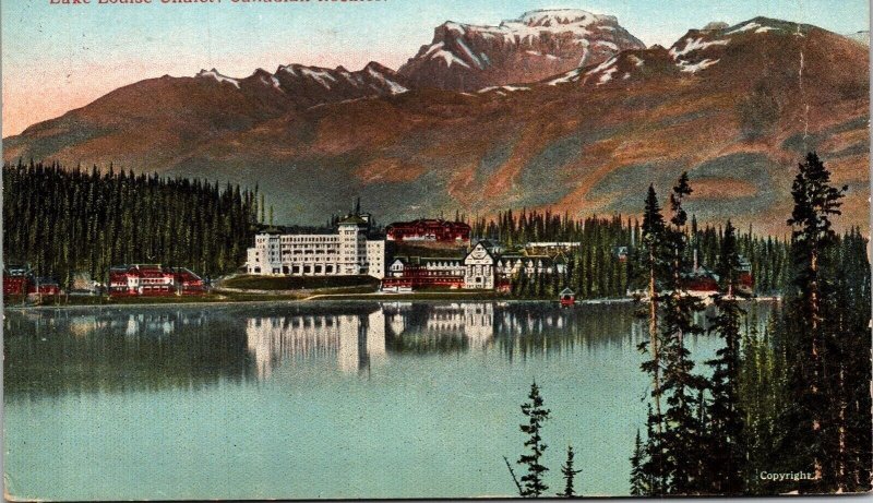 Lake Louise Chalet Alberta Canada Scenic Mountain Landscape DB Cancel Postcard 