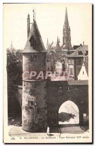 Old Postcard Mulhouse Salvator Bollwerk Tower XIV century