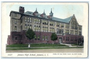 1905 Jamaica High School Exterior Building Jamaica Long Island New York Postcard