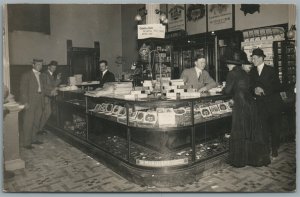 CIGAR STORE INTERIOR HOTEL LOBBY ANTIQUE REAL PHOTO POSTCARD RPPC
