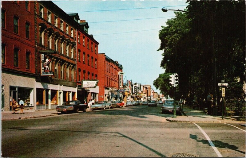 Queen Street Fredericton NB New Brunswick Maritime Electrical Postcard H20