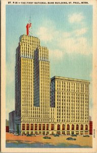 Vtg 1930's First National Bank Building St Paul Minnesota MN Linen Postcard