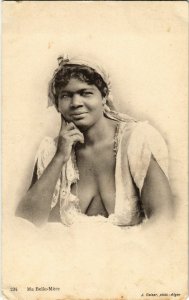 PC CPA ETHNIC NUDE FEMALE, GEISER, MA BELLE MÉRE, VINTAGE POSTCARD (b10226)