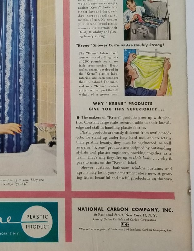 1946 Plastic Shower Curtain Print Ad LIFE Magazine Single Page Color  EXL1035