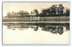1915 Penobscot Park Maine ME Searsport Boat Posted RPPC Photo Postcard