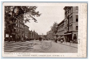 1906 Genesee Street Looking East Auburn New York NY Posted Antique Postcard