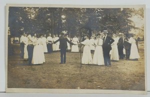 RPPC Victorians Dancing & Couple Kissing in Park c1910 Real Photo Postcard P7