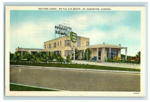 Vintage 30s-40s Sea Side Lodge A1A South St. Augustine Advertising Postcard G2 