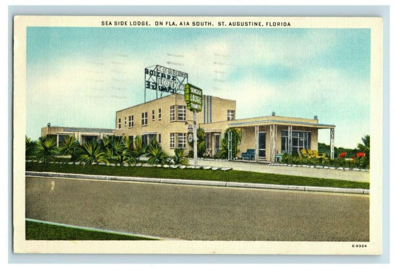 Vintage 30s-40s Sea Side Lodge A1A South St. Augustine Advertising Postcard G2 