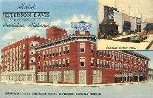 1940s Anniston Alabama Jefferson Davis Hotel occupation Postcard 25-11495