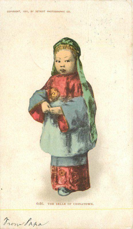 1906 Belle of Chinatown Ethnic Chinese Girl Child undivided postcard 12517