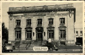 Ashtabulah Ohio Federal Building Old Cars c1930-50s Vintage Postcard