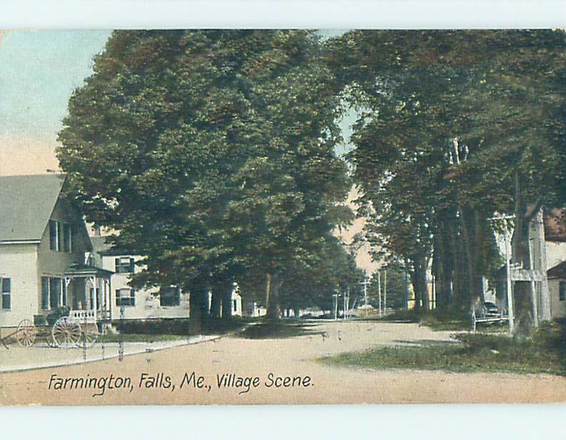 1908 houses ALONG THE STREET in Farmington Falls Maine ME postcard j6138