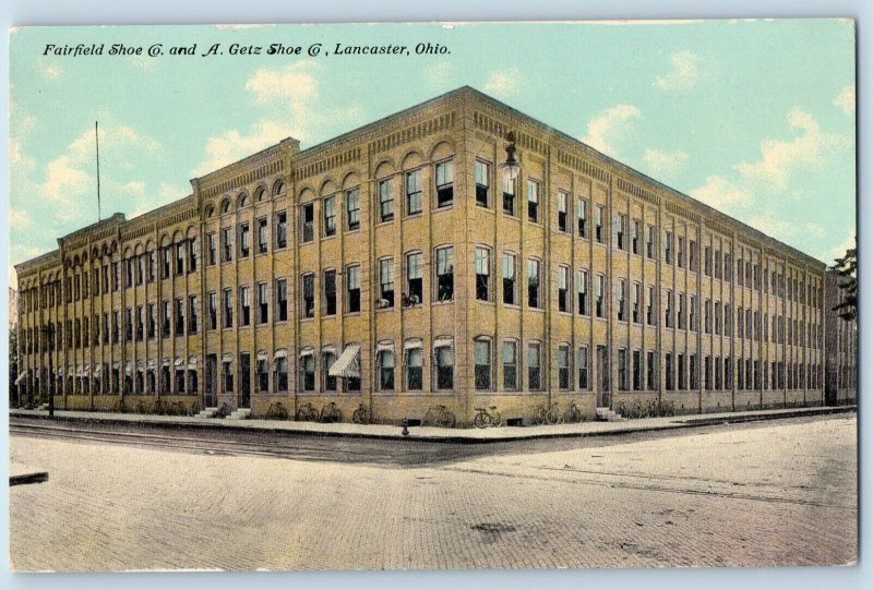 Lancaster Ohio Postcard Fairfield Shoe Getz Shoe Exterior Building c1910 Vintage