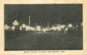 Des Moines Iowa Private Mailing 1910 Walnut Street Night Postcard 20-12463