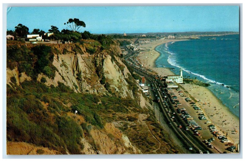 Bird's Eye View Of Pacific Palisades Highway Cars Ocean California CA Postcard