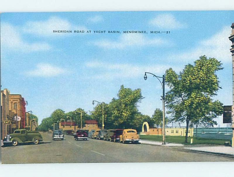 Unused Linen STREET SCENE Menominee Michigan MI F0821-12