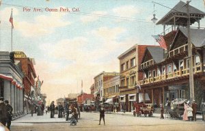 Pier Avenue, Ocean Park, CA Street Scene ca 1910s Vintage Postcard