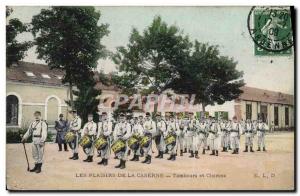 Postcard Old Army Barracks Drums and bugles