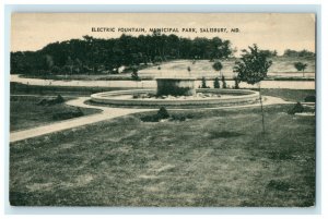 c1910 Electric Fountain Municipal Park Salisbury Maryland MD Postcard 