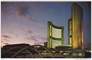 The New City Hall illuminated , TORONTO , Ontario , Canada , 50-60s