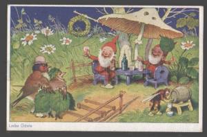 3099196 Cute GNOME Elf & Dressed BIRSD by BAUMGARTEN Vintage PC