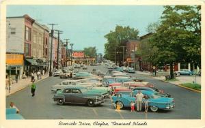 Autos 1950s THOUSAND ISLAND NEW YORK Riverside Clayton Teich postcard 3129