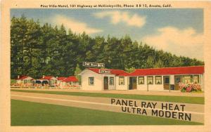 Linen Postcard; Pine Villa Motel Hwy 101 at McKinleyville, Arcata CA Humboldt Co