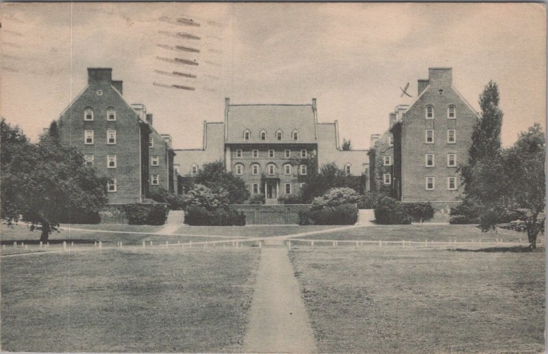 Postcard Irwin, Watts, Jordan Halls Quadrangle Penn State College 1941