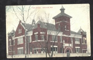 SCHUYLER NEBRASKA HIGH SCHOOL BUILDING VINTAGE POSTCARD PACIFIC JUNCTION IOWA