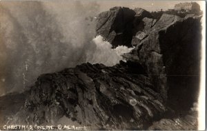 RPPC View of Christmas Cove, Rocks, South Bristol ME Vintage Postcard H62