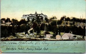 Vtg 1908 Belvidere Hotel Parry Sound Ontario Canada Antique Postcard